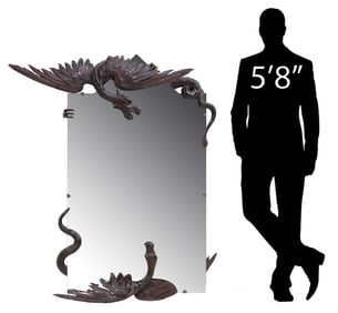 ITALIAN RENAISSANCE REVIVAL FINELY CARVED WALNUT DRAGON MIRROR