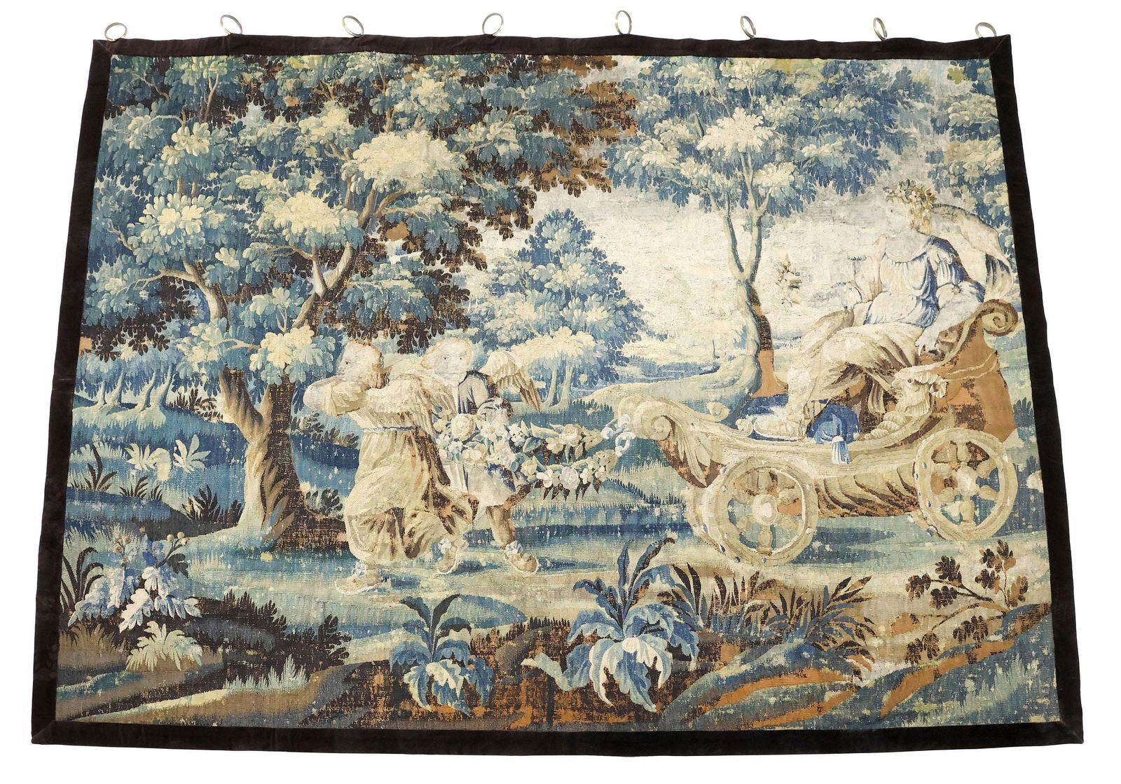 FRANCO-FLEMISH ALLEGORICAL VERDURE TAPESTRY, 7'1" X 8'8" (1 of 6)