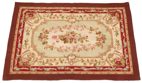 FRENCH AUBUSSON FLORAL TAPESTRY, 6'6" X 4'4"