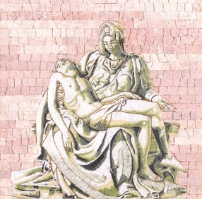 FRAMED ITALIAN MARBLE MOSAIC AFTER MICHELANGELO SCULPTURE, 'THE PIETA'
