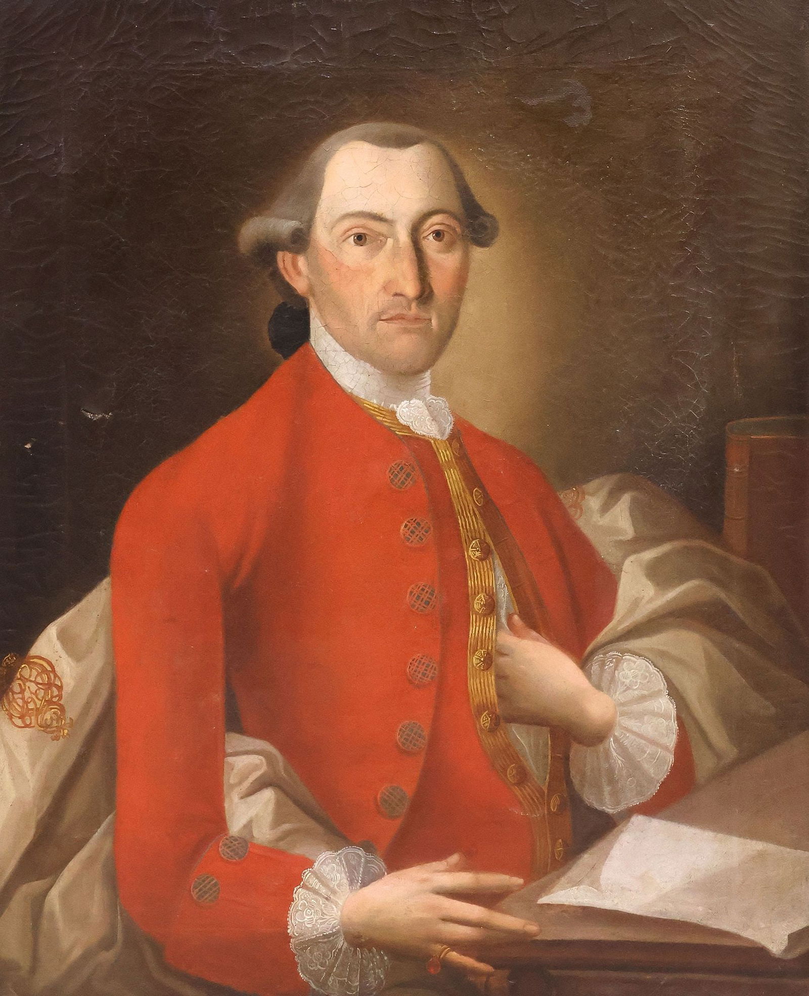 GERMAN SCHOOL PORTRAIT OF A NOBLEMAN OIL PAINTING, 32" X 26" (1 of 5)