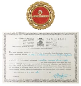 1ST-CLASS RELIC OF POPE CELESTINE I IN THECA RELIQUARY WITH COA