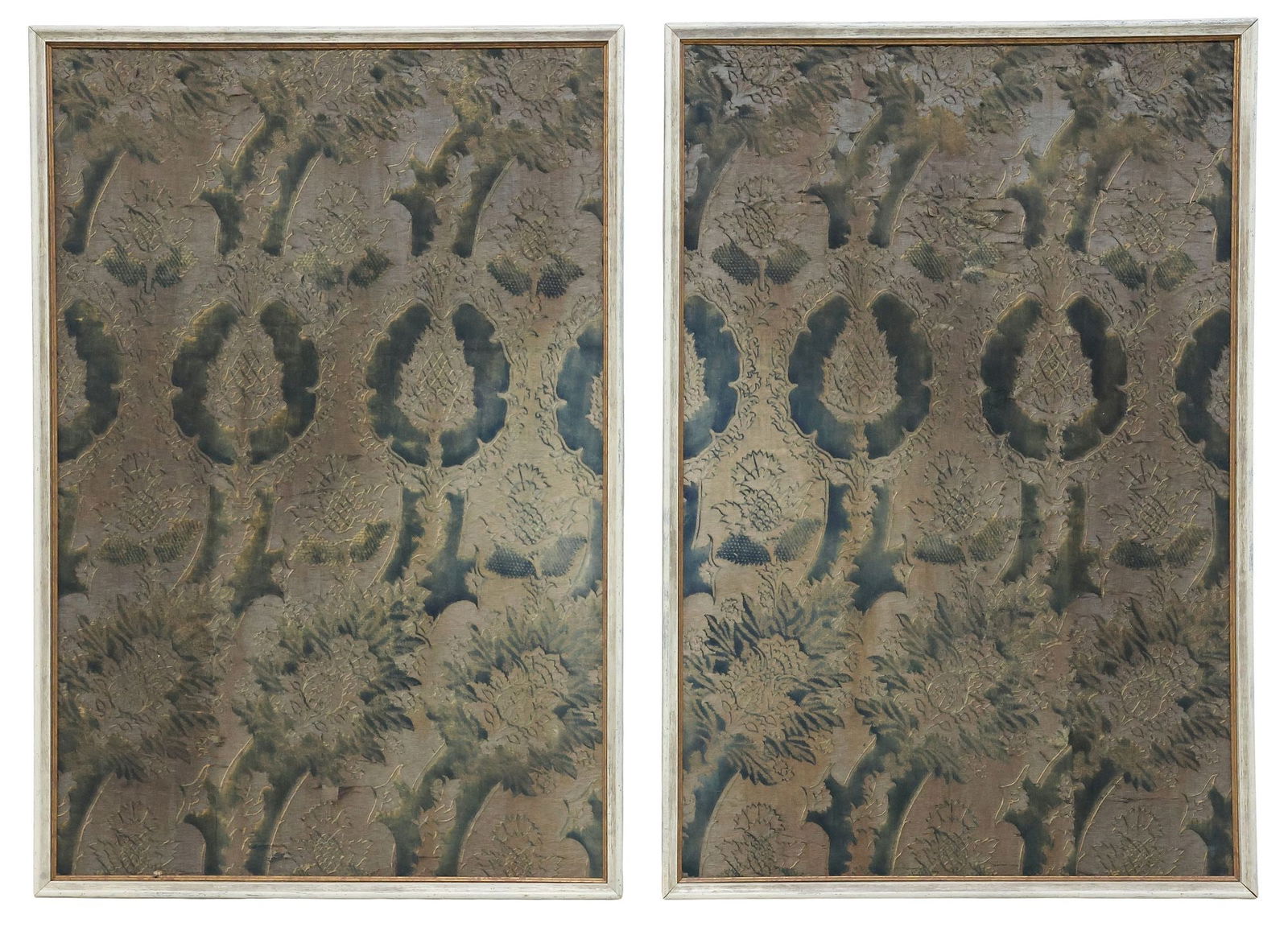 (2) FRAMED ANTIQUE CONTINENTAL JACQUARD TEXTILE PANELS, 54" X 36" (1 of 4)