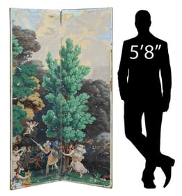 DUFOUR-STYLE PAINTED WALLPAPER TWO-PANEL FOLDING SCREEN