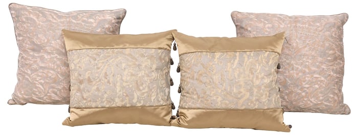 (4) FORTUNY (ATTRIB.) 'CORONE' DOWN-FILLED DAMASK THROW PILLOWS