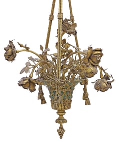 ITALIAN GILT-METAL 7-LIGHT 'BASKET OF ROSES' CHANDELIER