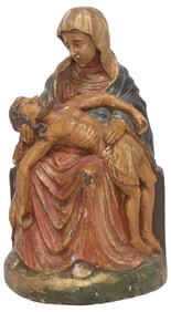 LARGE CONTINENTAL CARVED & POLYCHROMED SCULPTURE, THE PIETA