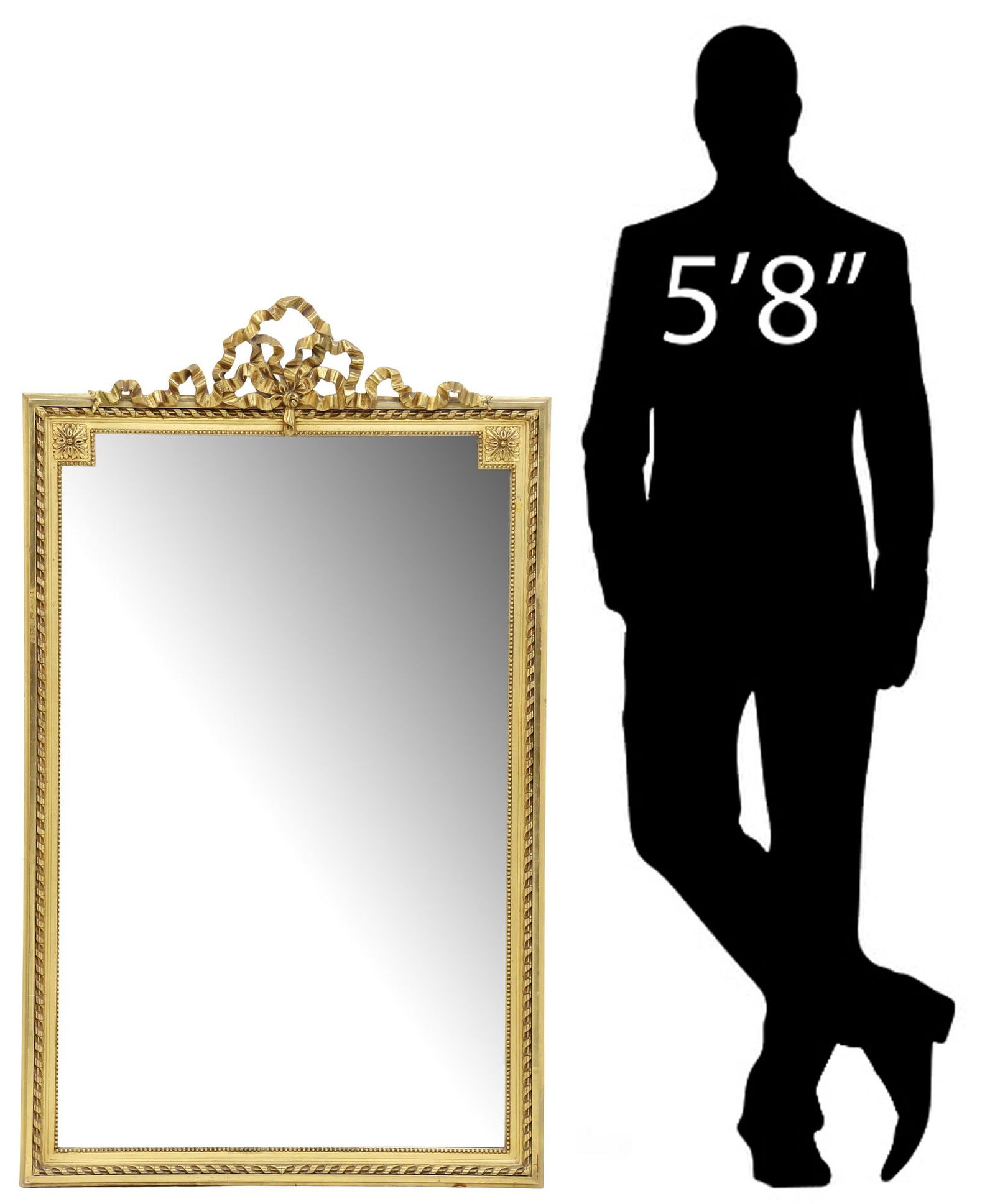 FRENCH LOUIS XVI STYLE GILTWOOD WALL MIRROR, 55"H (1 of 4)