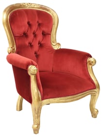 BAROQUE STYLE UPHOLSTERED GILTWOOD THRONE CHAIR