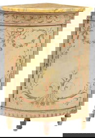 VENETIAN LOUIS XVI STYLE PAINTED MARBLE-TOP CORNER CABINET