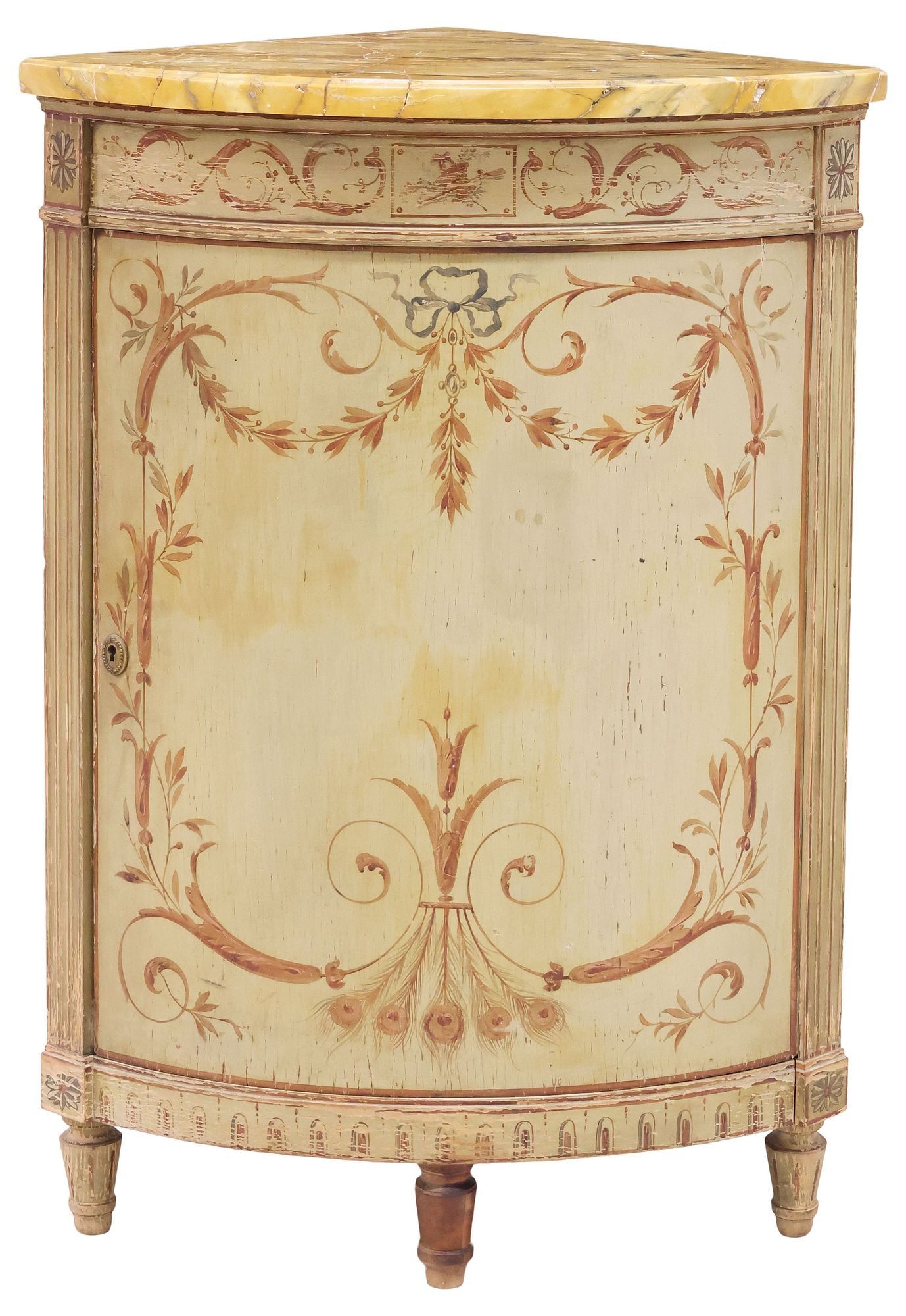 VENETIAN LOUIS XVI STYLE PAINTED MARBLE-TOP CORNER CABINET (1 of 4)
