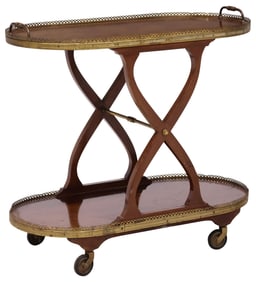 ITALIAN MAHOGANY & GILT-METAL X-FORM SERVICE CART
