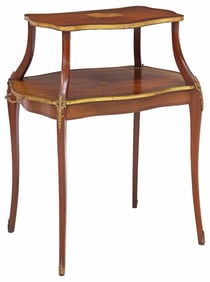 FRENCH LOUIS XV STYLE PARQUETRY TWO-TIER TEA TABLE
