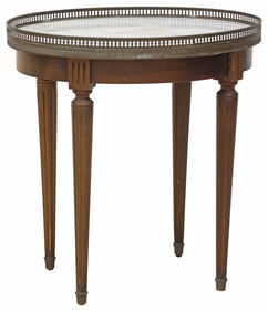 FRENCH LOUIS XVI STYLE MARBLE-TOP MAHOGANY SIDE TABLE