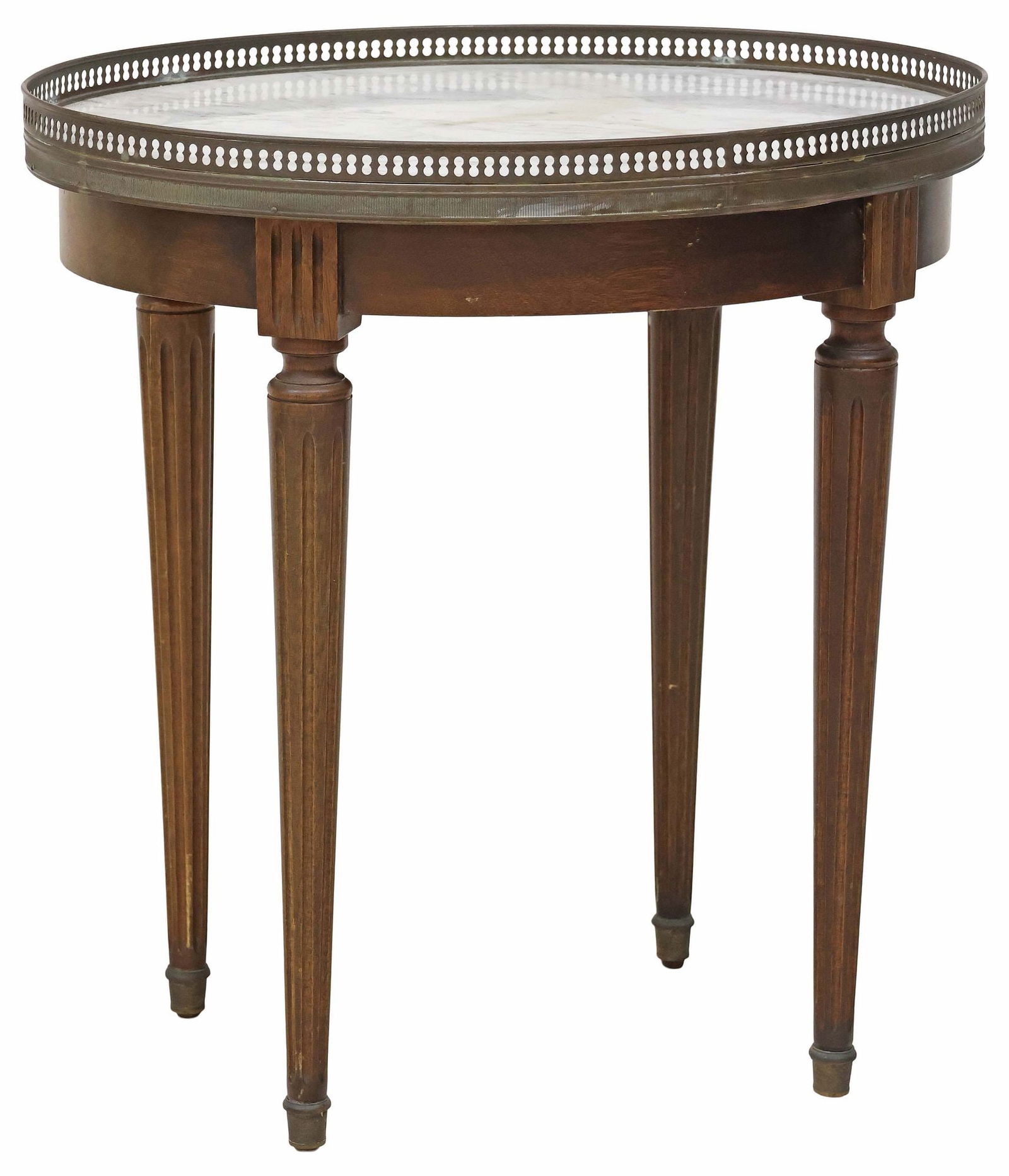 FRENCH LOUIS XVI STYLE MARBLE-TOP MAHOGANY SIDE TABLE (1 of 4)