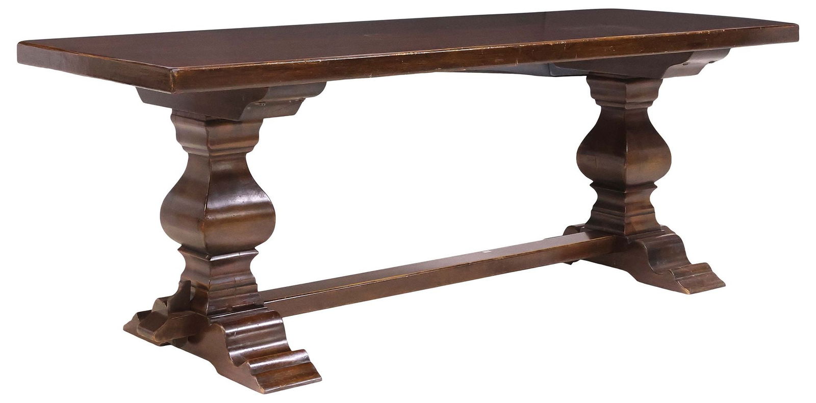 FRENCH WALNUT MONASTERY OR REFECTORY TRESTLE TABLE, 87"L (1 of 4)
