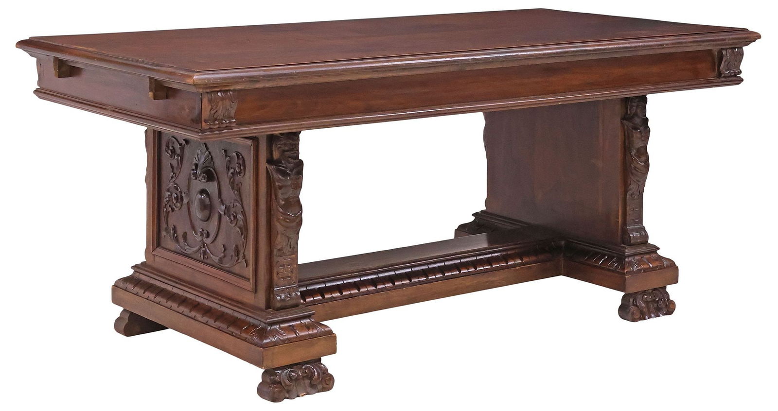 ITALIAN RENAISSANCE REVIVAL CARVED WALNUT EXTENSION TABLE (1 of 6)