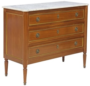 FRENCH LOUIS XVI STYLE MARBLE-TOP MAHOGANY COMMODE
