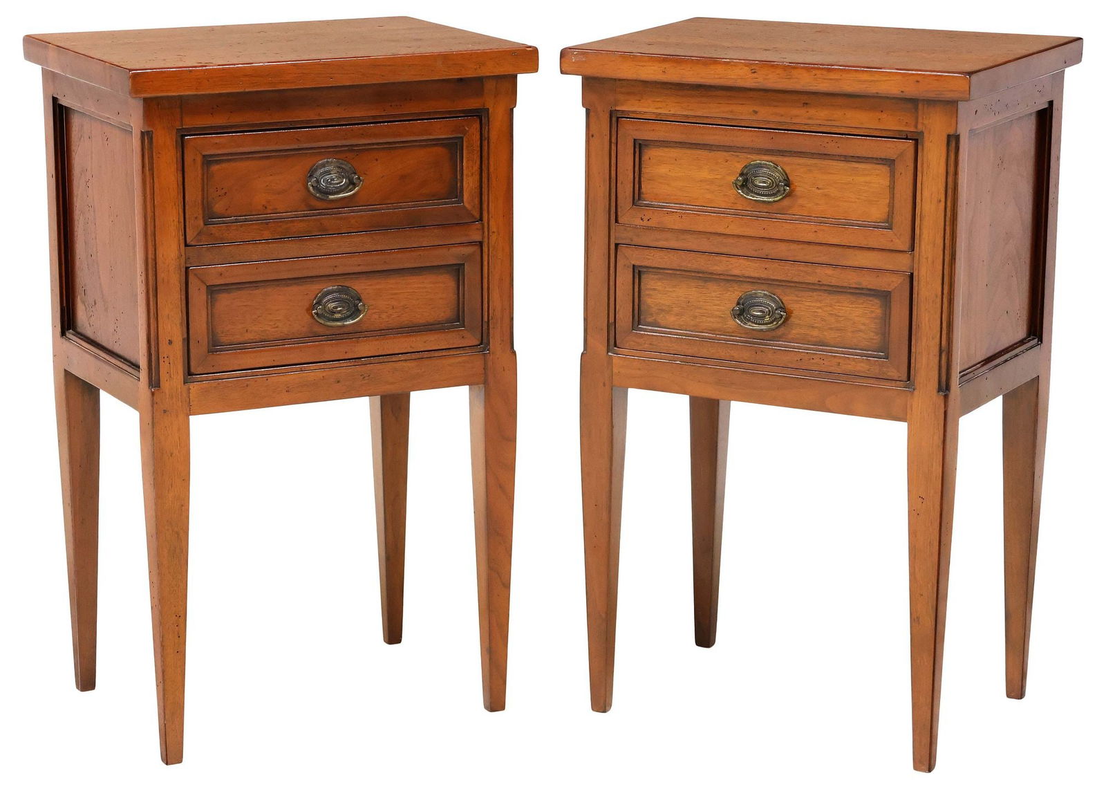 (2) ITALIAN NEOCLASSICAL STYLE 2-DRAWER WALNUT NIGHTSTANDS (1 of 5)