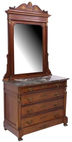 FRENCH EMPIRE PERIOD MARBLE-TOP MIRRORED COMMODE