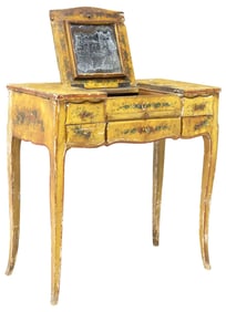 VENETIAN LOUIS XV STYLE PAINTED CHINOISERIE POUDREUSE DRESSING TABLE