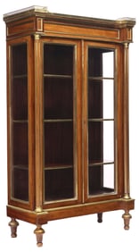 FRENCH LOUIS XVI STYLE GLAZED MAHOGANY BOOKCASE / VITRINE