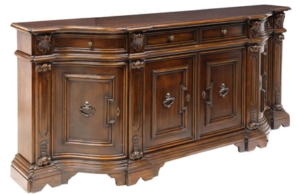 ITALIAN BAROQUE STYLE CARVED WALNUT SIDEBOARD