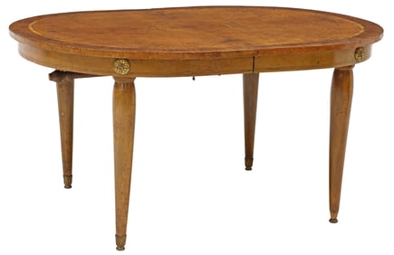 FRENCH DIRECTOIRE INLAID BURLWOOD EXTENSION TABLE