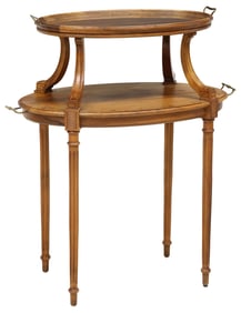 FRENCH LOUIS XVI STYLE WALNUT TRAY-TOP SERVICE TABLE