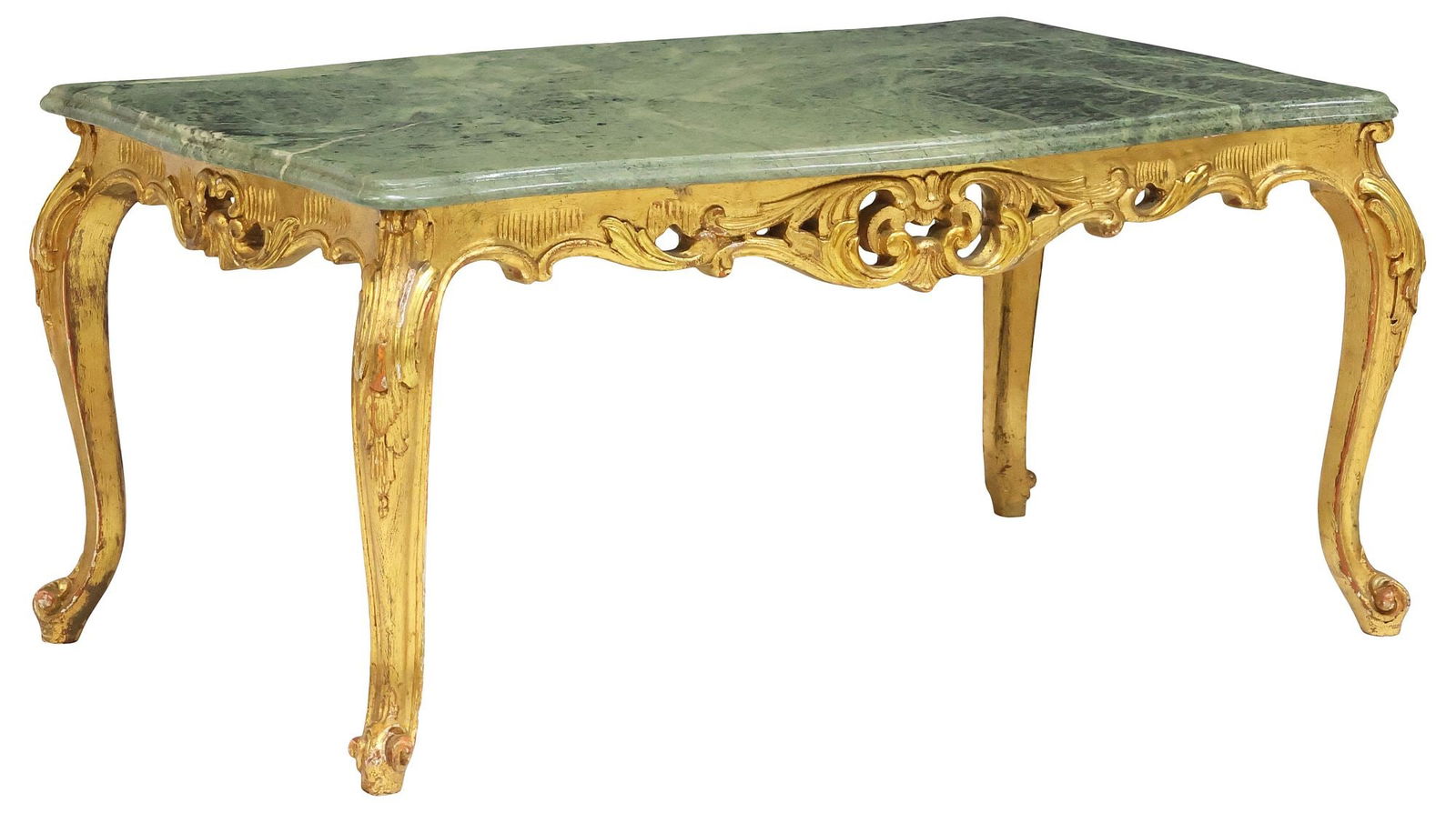 LOUIS XV STYLE MARBLE-TOP GILTWOOD COFFEE TABLE (1 of 4)