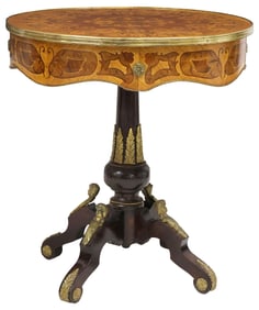 FRENCH MARQUETRY-INLAID PEDESTAL TABLE / GUERIDON