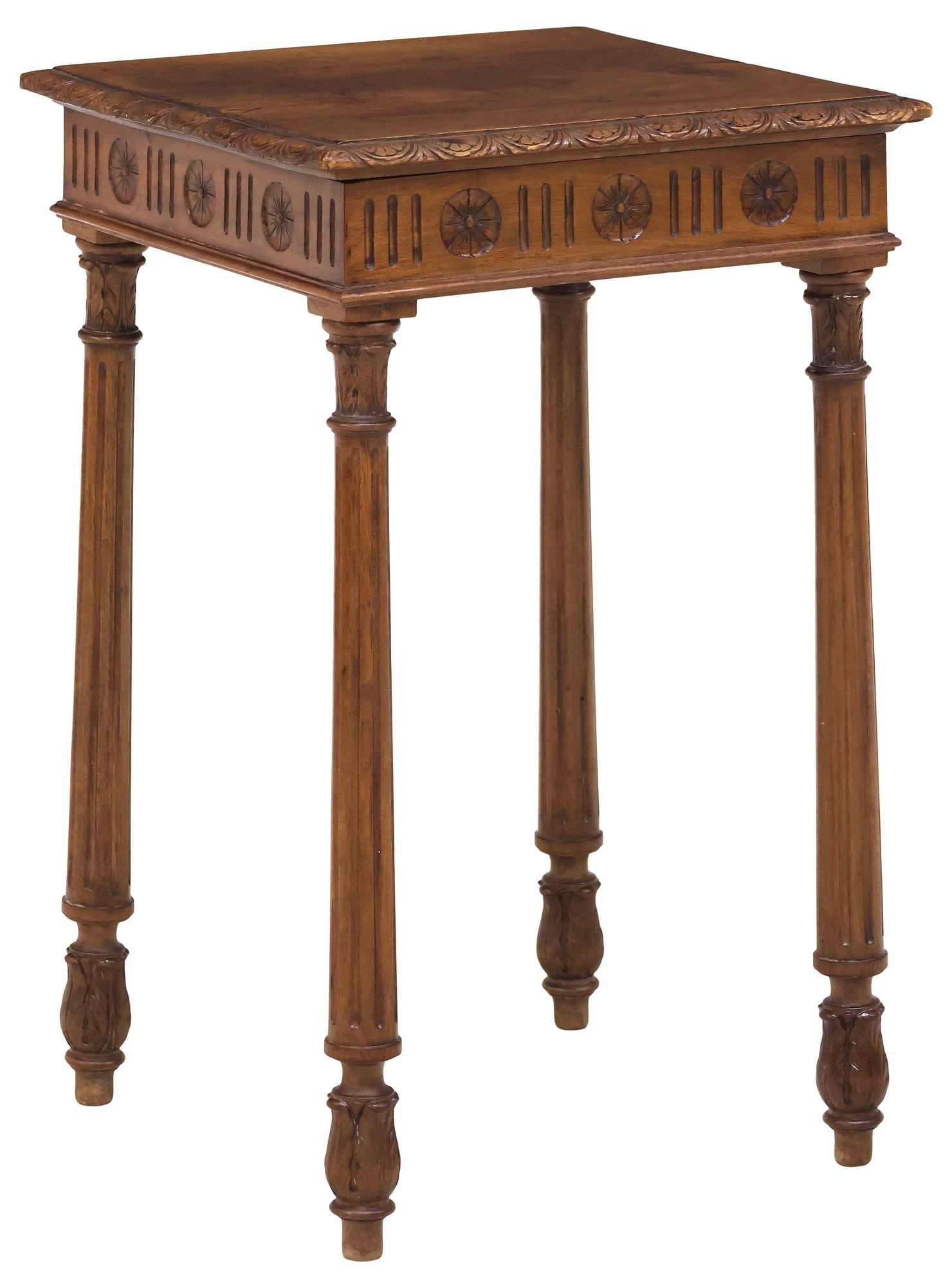 FRENCH LOUIS XVI STYLE CARVED WALNUT SIDE TABLE (1 of 4)