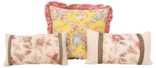 (3) CUSTOM LES OLIVADES, SCALAMANDRE & DESIGNER UPHOLSTERY PILLOWS