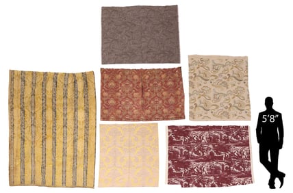 (6) COLLECTION OF ENGLISH & CONTINENTAL FABRIC PANELS