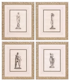 (4) AFTER PIERRE BOUILLON (D.1831) CLASSICAL STATUE ENGRAVINGS, 'MUSEE FRANCAIS'