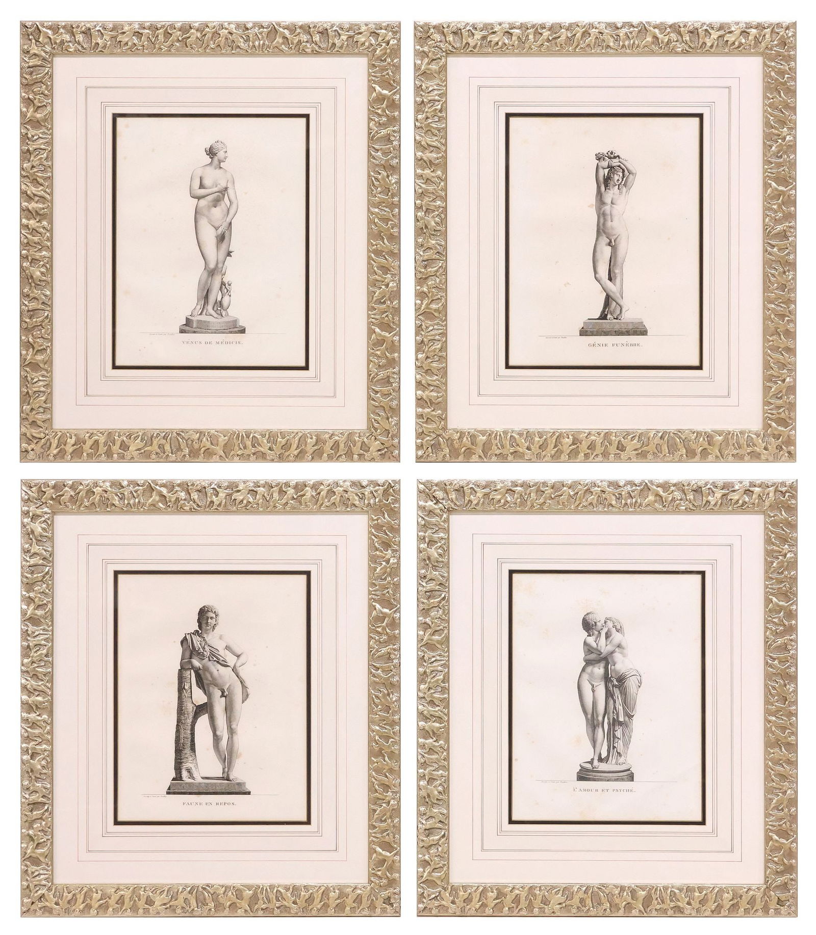 (4) AFTER PIERRE BOUILLON (D.1831) CLASSICAL STATUE ENGRAVINGS, 'MUSEE FRANCAIS' (1 of 7)