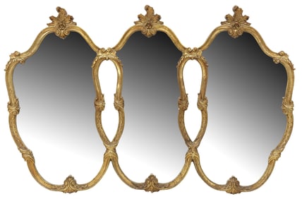 LOUIS XV STYLE GILTWOOD TRIPPLE WALL MIRROR