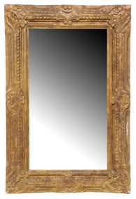 FRENCH PAINT DECORATED ANTIQUED WALL MIRROR