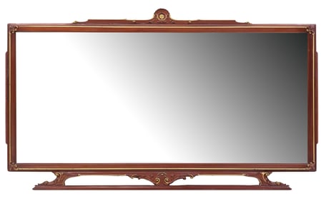 LARGE ITALIAN PARCEL-GILT MAHOGANY OVERMANTEL MIRROR, 43" X 73"