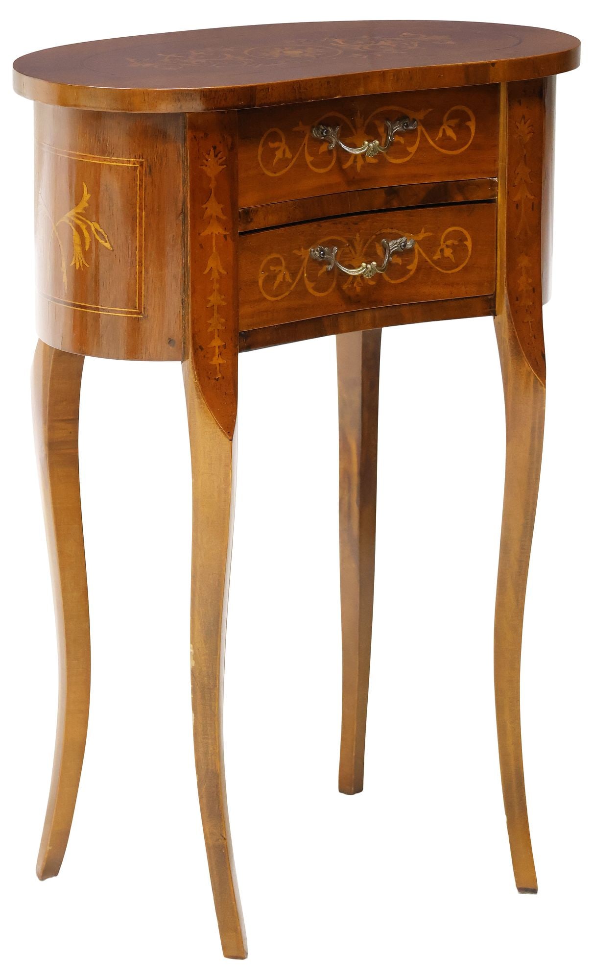 FRENCH LOUIS XV STYLE MARQUETRY & WALNUT KIDNEY-FORM NIGHTSTAND (1 of 5)