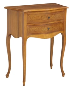 FRENCH LOUIS XV STYLE BURLED WALNUT 2-DRAWER NIGHTSTAND