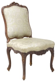 FRENCH LOUIS XV STYLE SILK UPHOLSTERED SIDE CHAIR