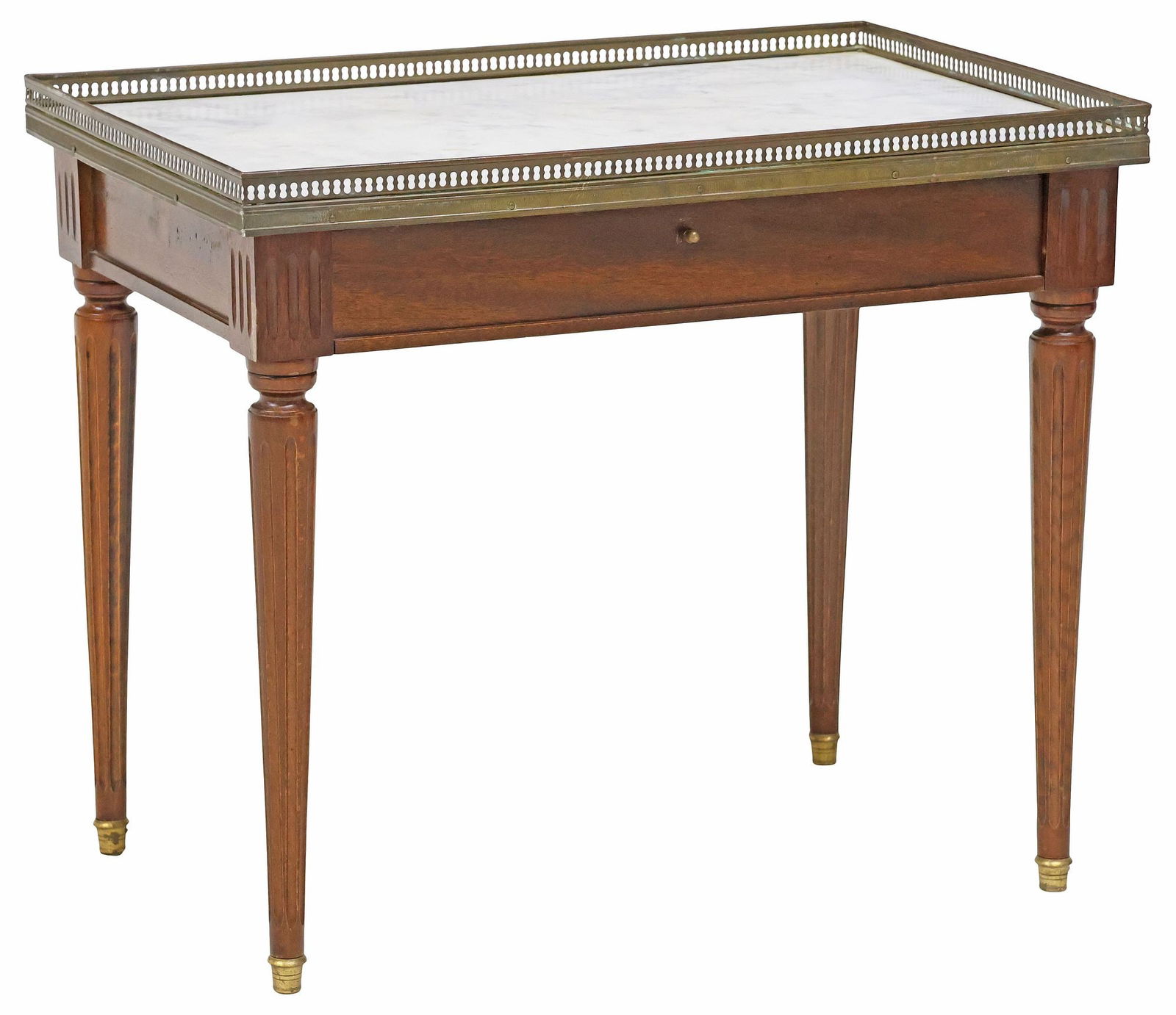 FRENCH LOUIS XVI STYLE MARBLE-TOP MAHOGANY SIDE TABLE (1 of 5)