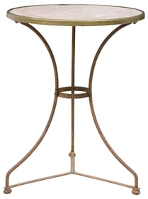 FRENCH NEOCLASSICAL STYLE MARBLE-TOP IRON GUERIDON TABLE