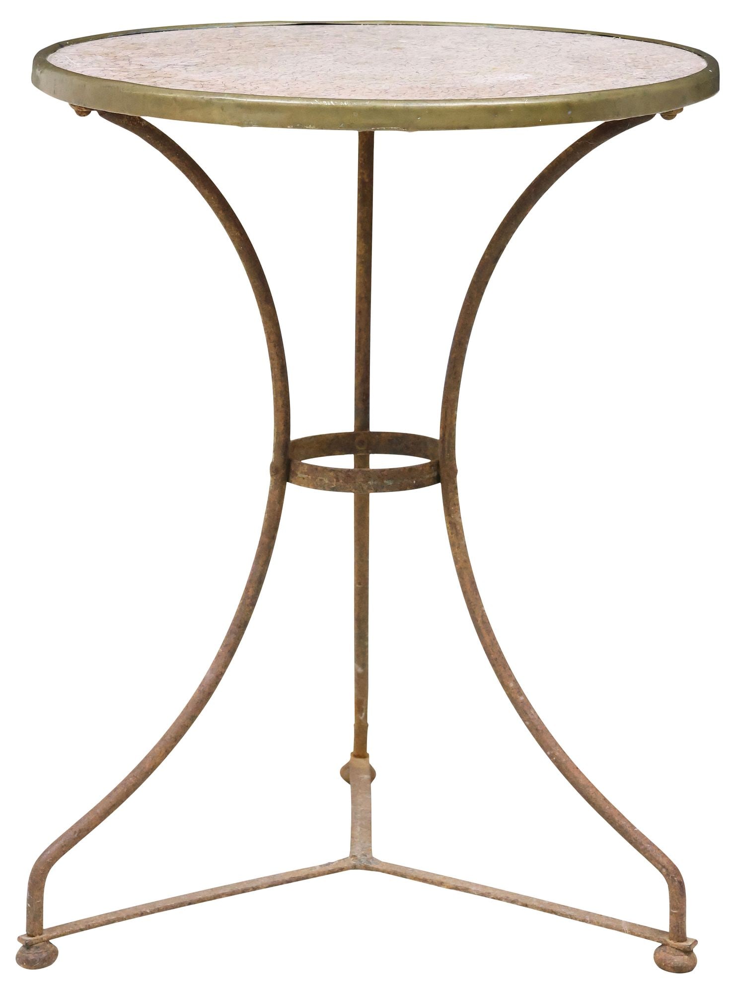 FRENCH NEOCLASSICAL STYLE MARBLE-TOP IRON GUERIDON TABLE (1 of 3)