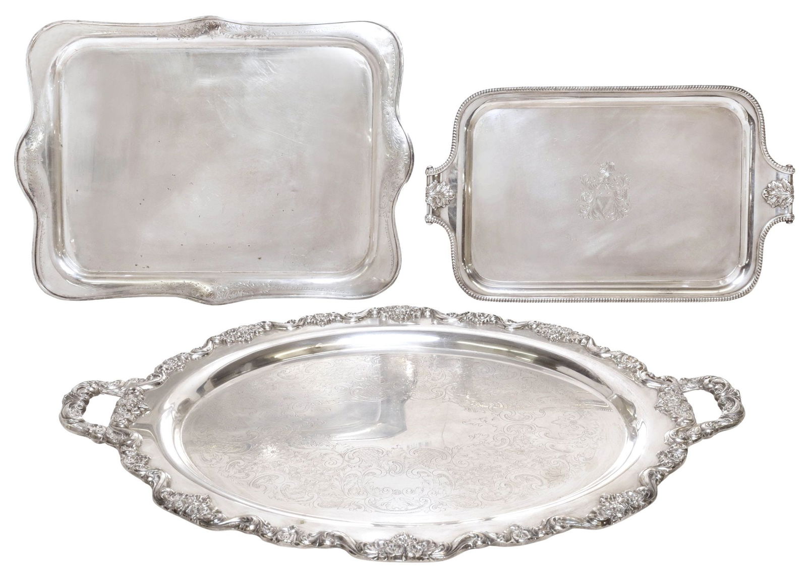 (3) LARGE AMERICAN SILVERPLATE SERVING TRAYS, WILCOX, TOWLE & FRIEDMAN CO. (1 of 13)
