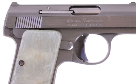 "BABY" BAUER AUTO LOAD .25 ACP CALIBER . PISTOL, ORIGINAL BOX,
