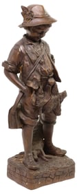 AFTER AUGUSTE MOREAU (D.1917) BRONZE SCULPTURE, YOUNG HUNTER
