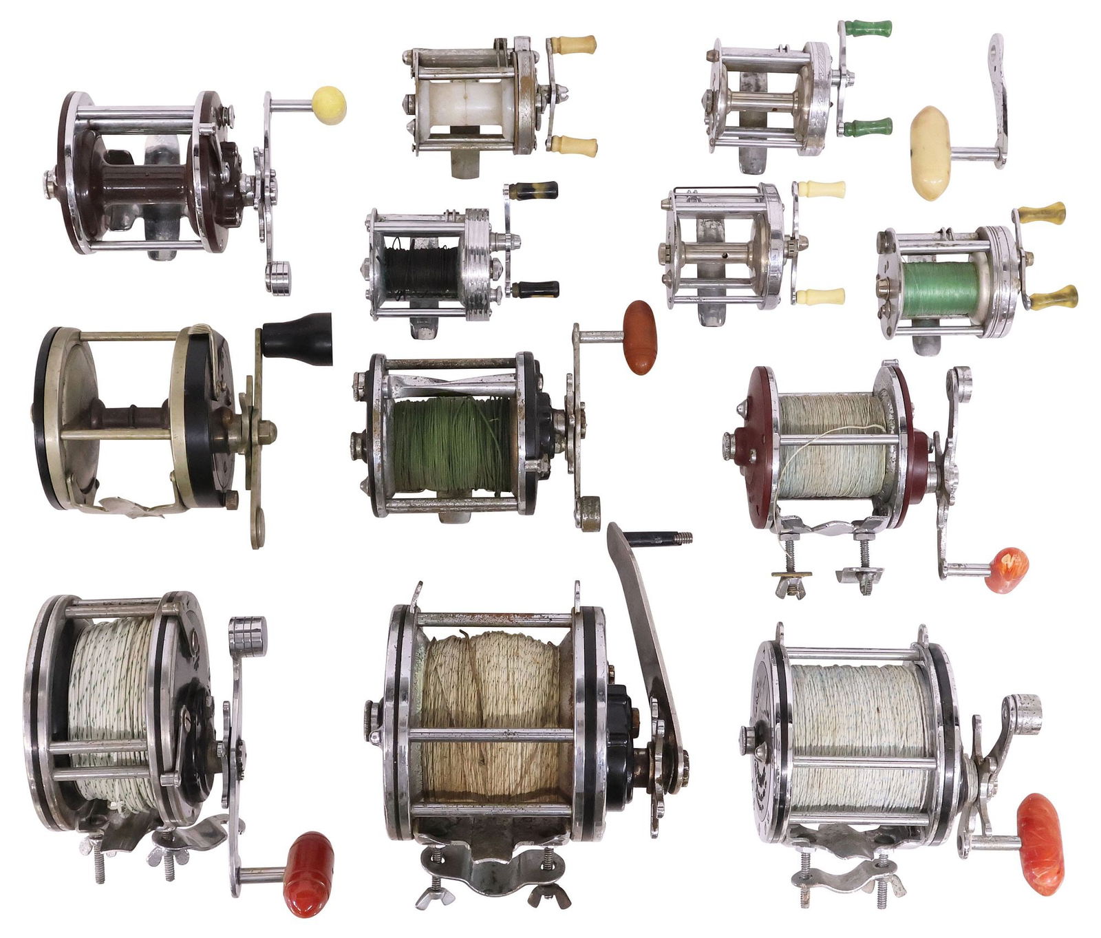(12) VINTAGE FISHING REELS, BAIT-CASTING, DEEP SEA, & SALTWATER (1 of 4)