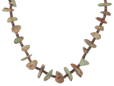 NATIVE AMERICAN TURQUOISE & HEISHI SHELL BEADED NECKLACE